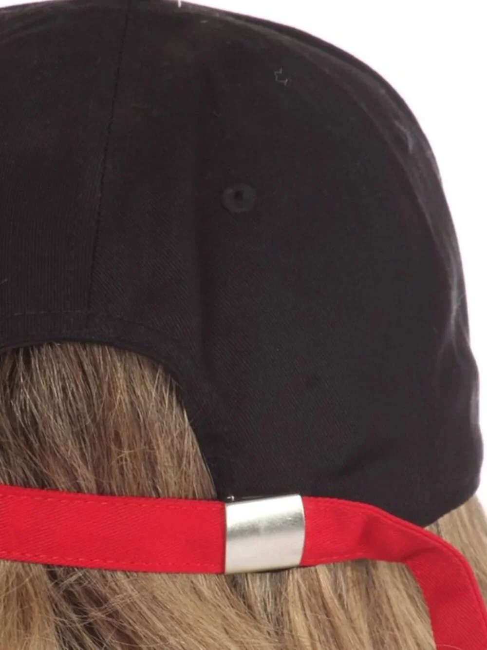 Women's Black with Red Strap Baseball Cap Hat